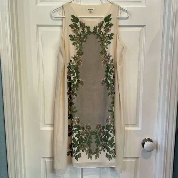 Max studio cream, a line dress with floral design size small - Picture 3 of 12